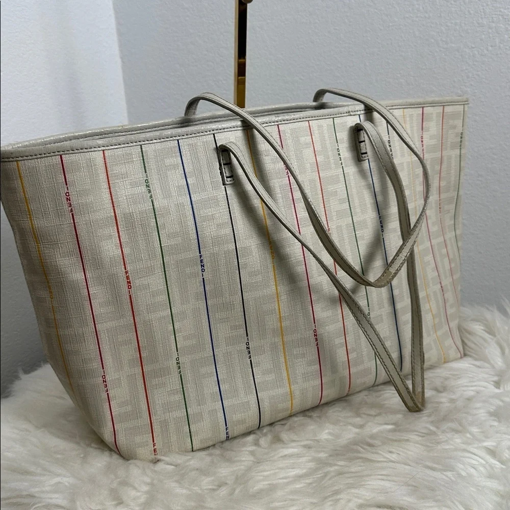 💯Authentic FENDI
Zucca Spalmati Striped Large Roll Tote White Multicolor🍀 - Picture 7 of 15